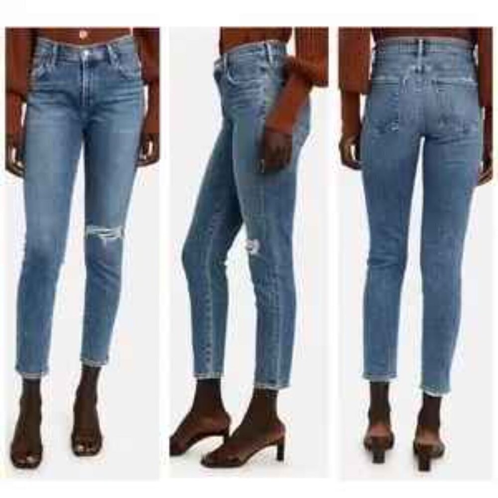 AGOLDE Nico High Rise Slim Size 26 Distressed Button Fly Raw Hem